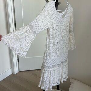 Temptation Positano white lace mini dress XS